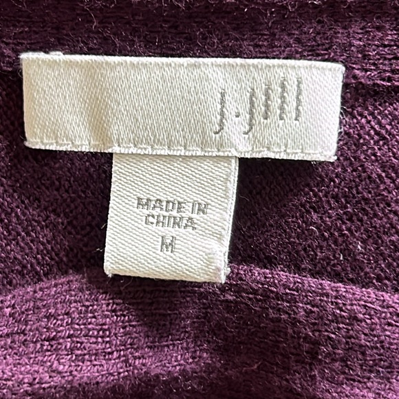J Jill Purple/Eggplant/Burgundy Knit Tunic Sweater Boatneck Cotton Viscose Rayon - Picture 2 of 10